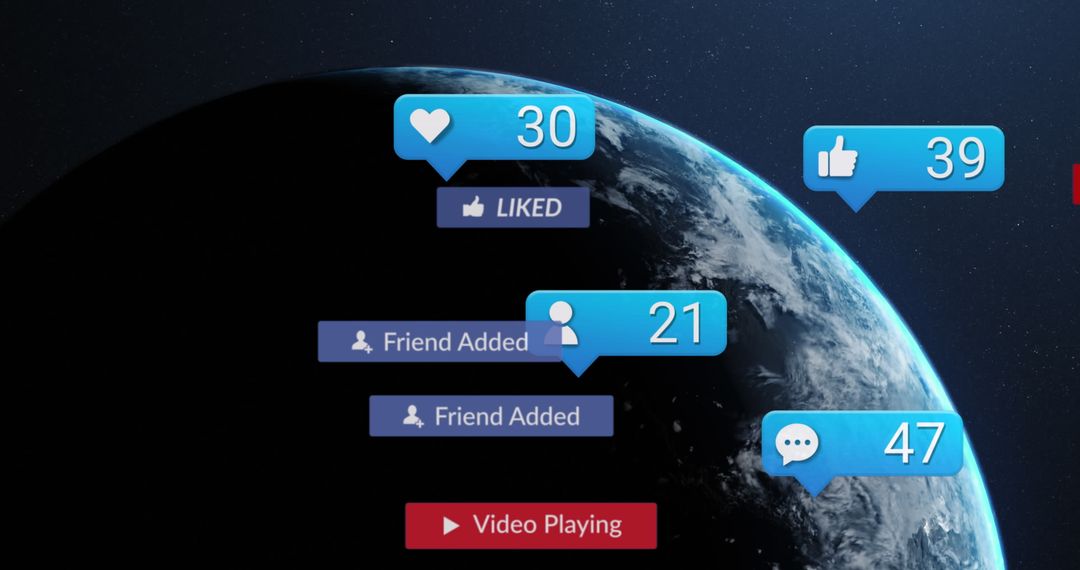 Global Social Media Notifications Overlooking Planet