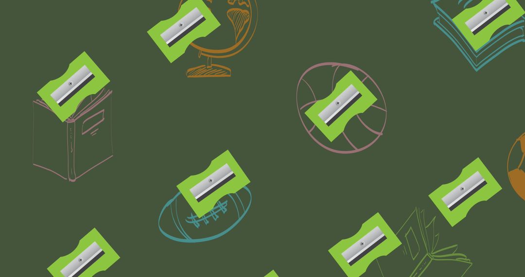 Welcome Back to School Pattern with Education Themes on Green Background