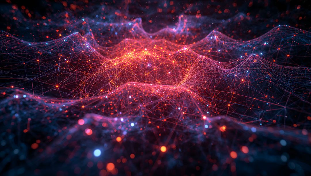 Futuristic Glowing Network Mesh in Virtual Space