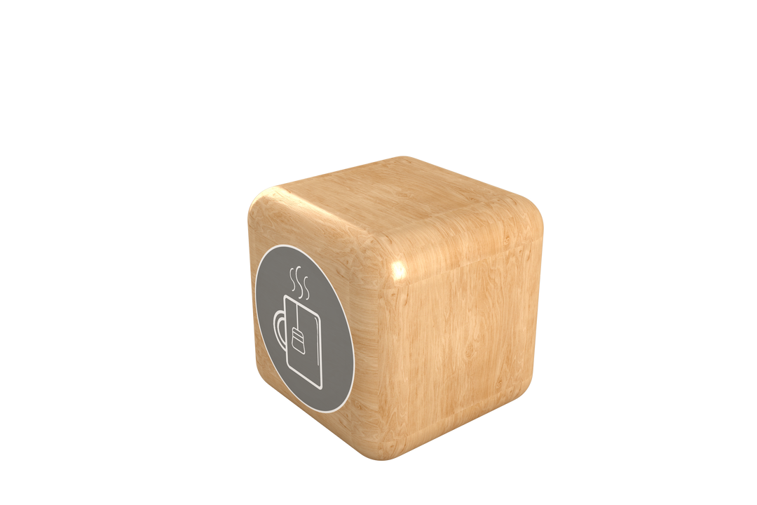 Wooden Cube with Tea Cup Symbol on Transparent Background - Download Free Stock Images Pikwizard.com