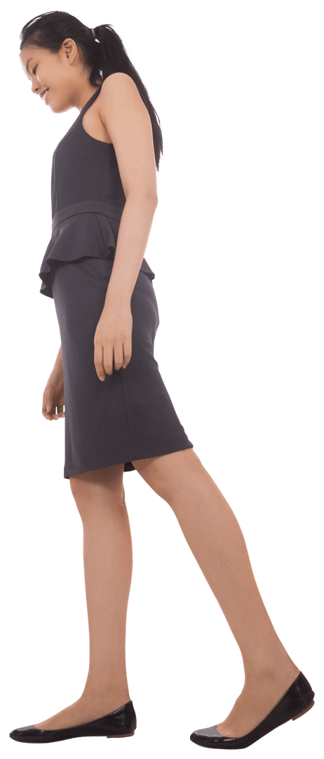 Transparent Image of Businesswoman Walking in Office Attire