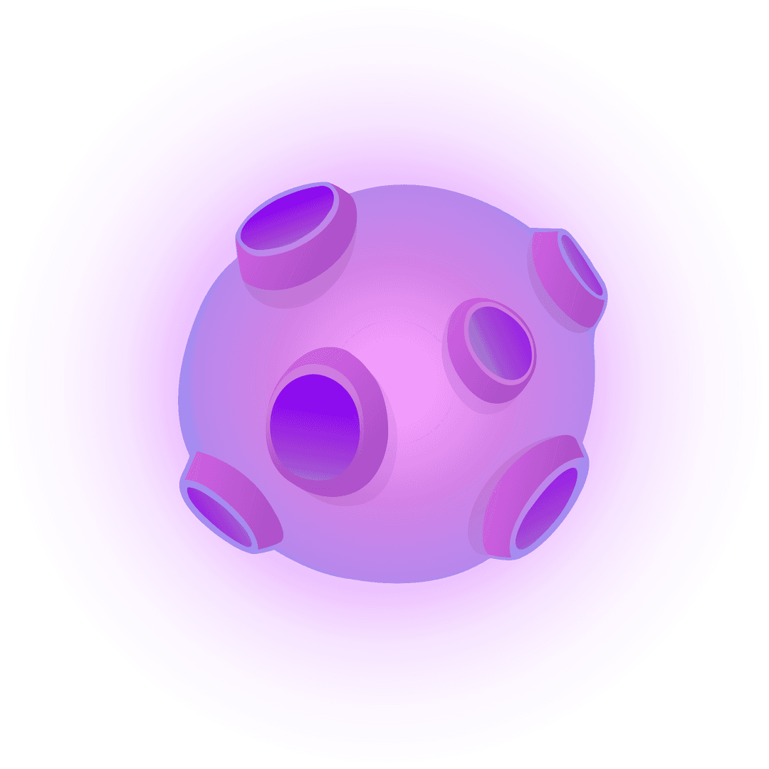 Abstract Purple Sphere with Openings on Transparent Background
