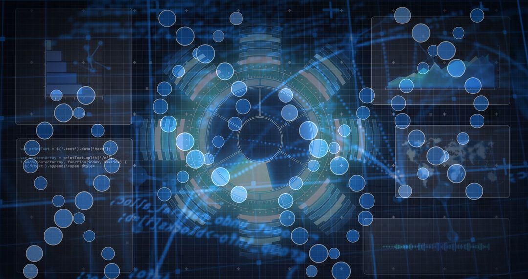 Futuristic Digital Interface with Data and Visualization Elements