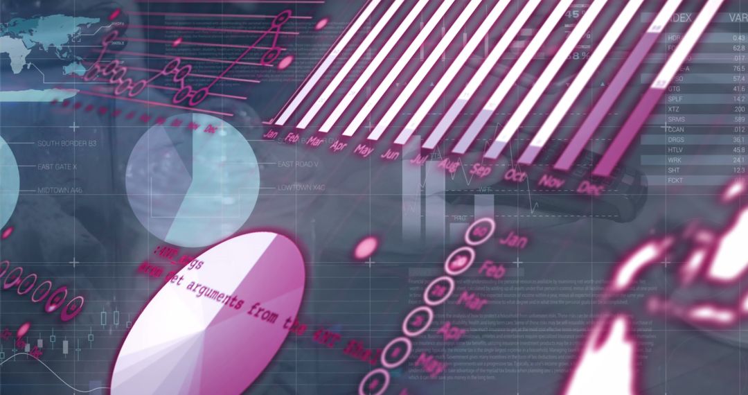 Futuristic Data Visualization with Graphs and Charts in Pink - Free Images, Stock Photos and Pictures on Pikwizard.com