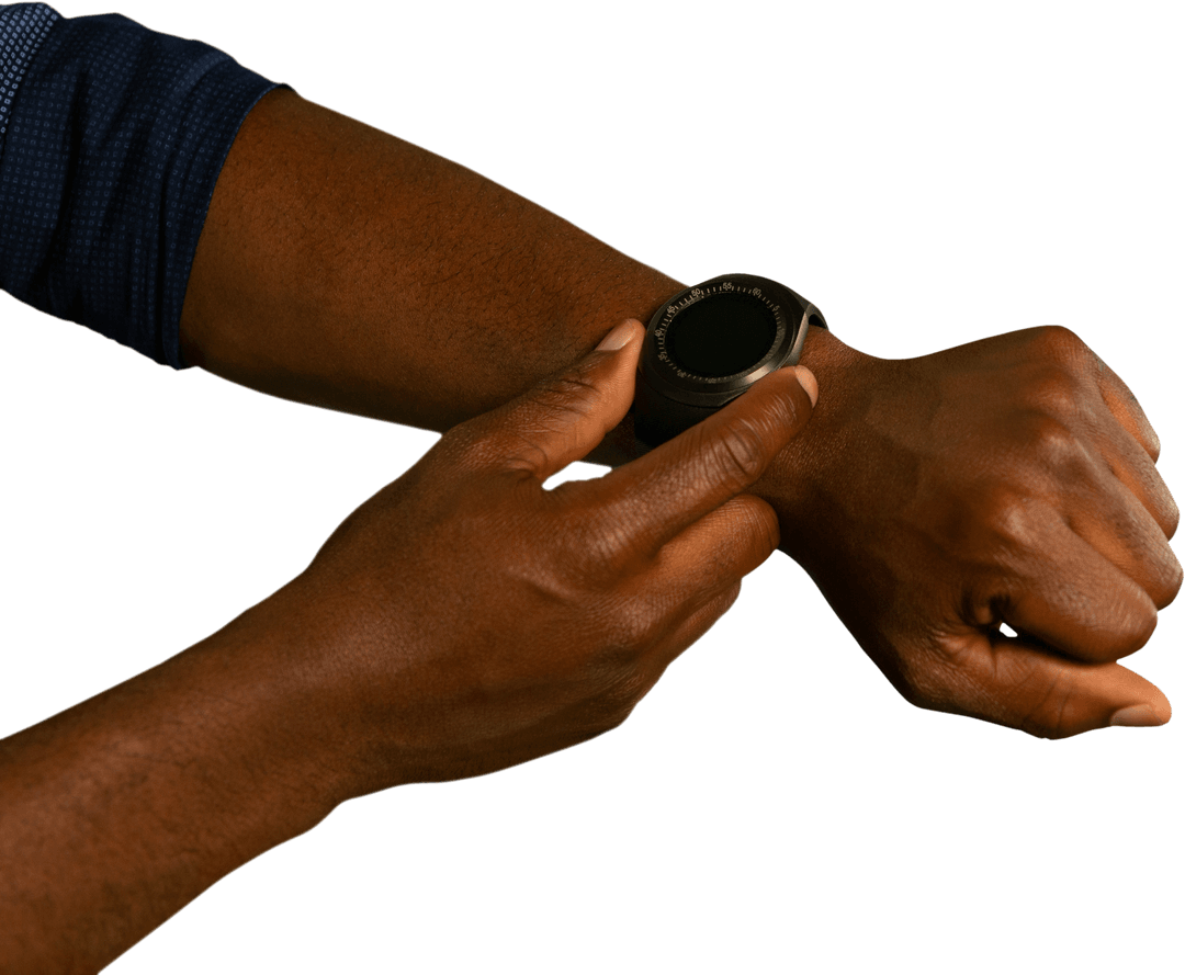 Transparent Image of Man Using Smartwatch Mid-Section Closeup