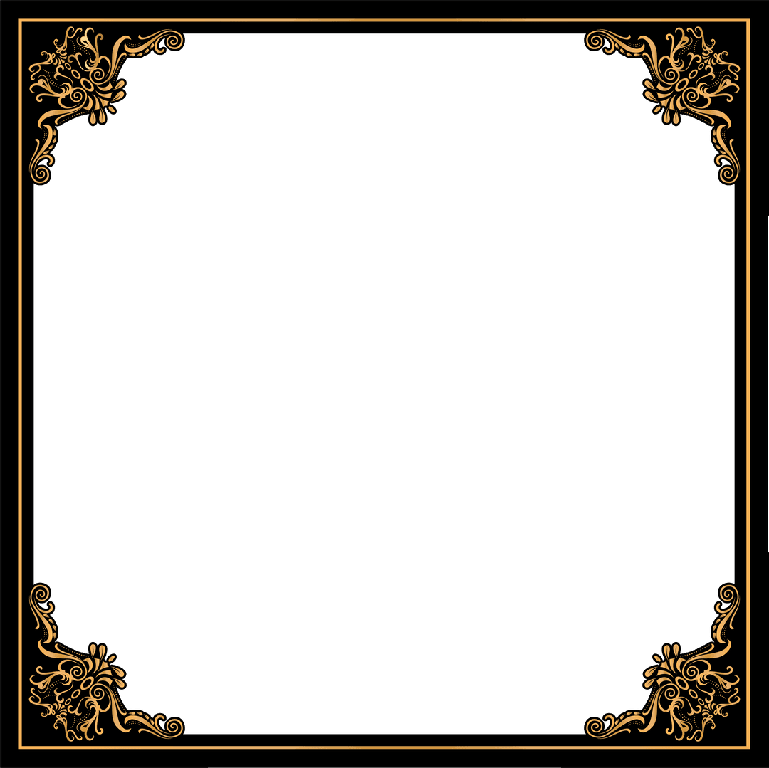 Ornate Golden Flourish Frame on Transparent Background