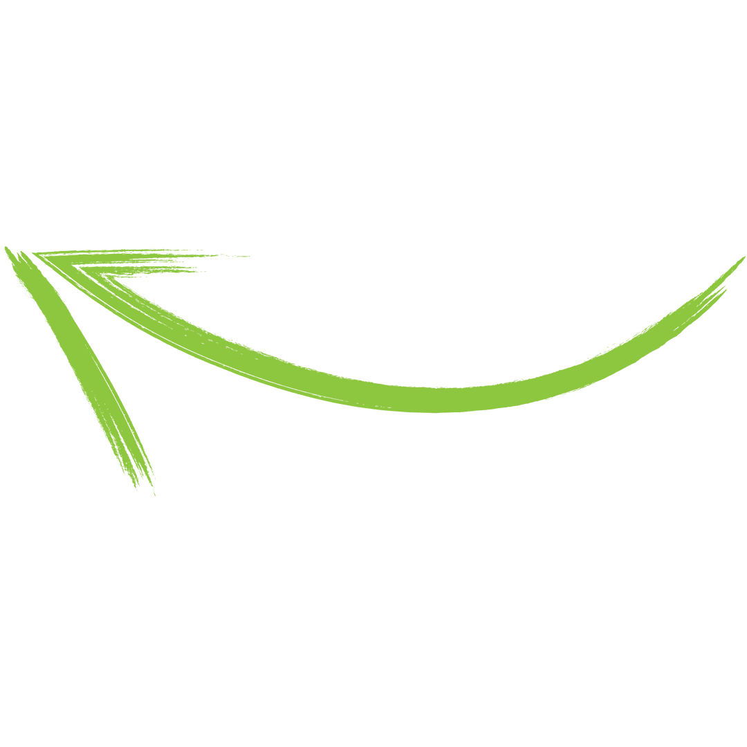 Green Abstract Arrow with Brush Stroke on Transparent Background