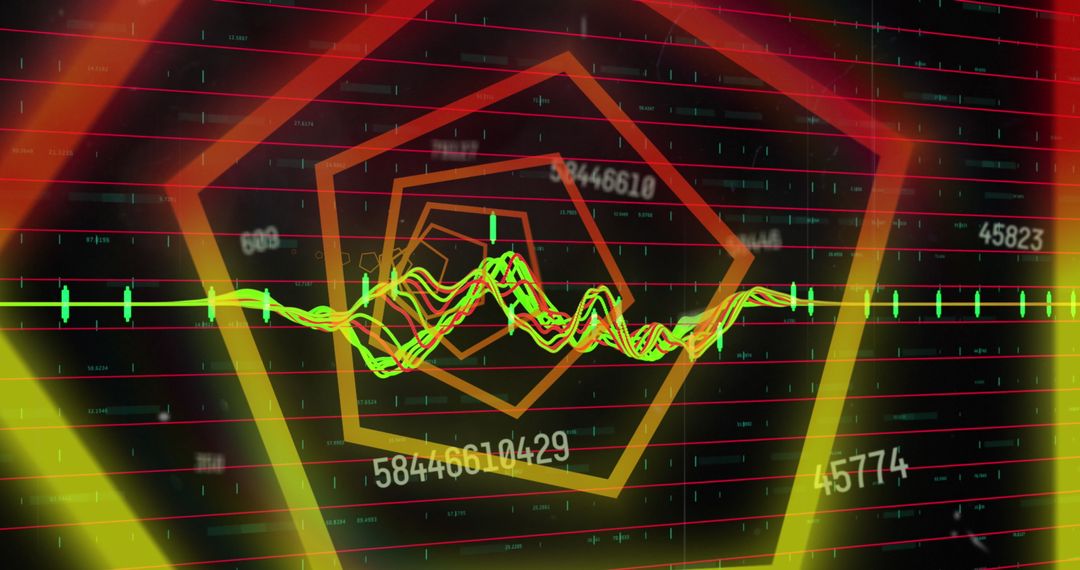 Hexagonal Neon Tunnel with Data Processing Elements