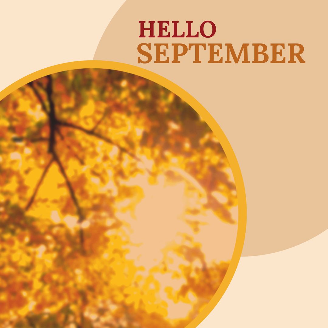 Welcome September with Vivid Autumn Leaves Background