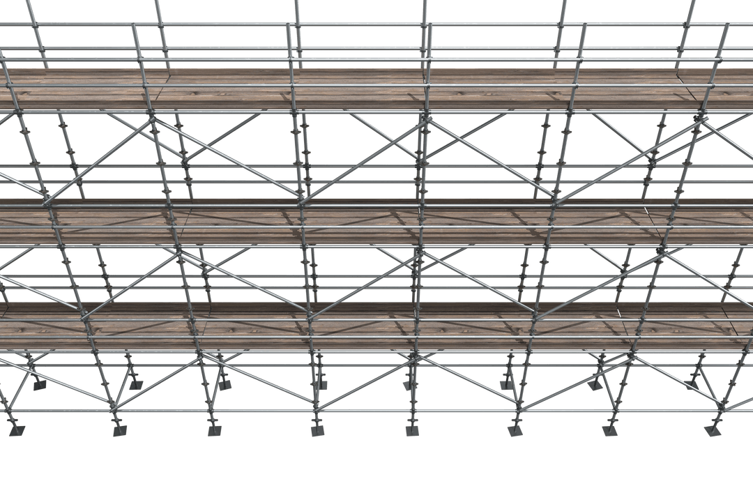 Transparent Metallic Construction Scaffolding 3D Perspective View
