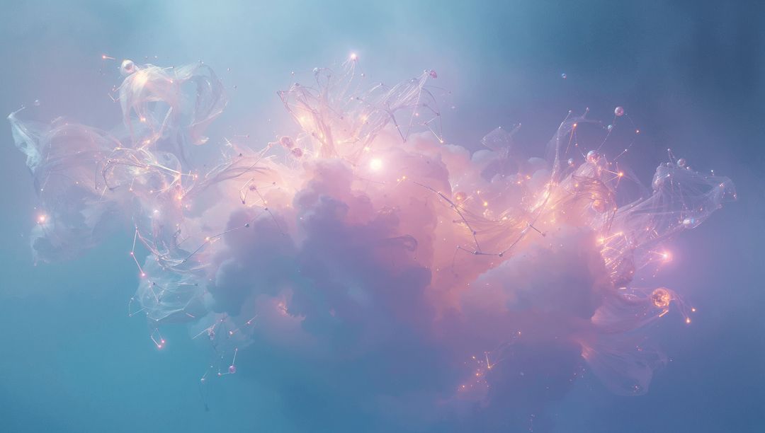 Ethereal Pastel Cloud with Glowing Details in Cosmic Space