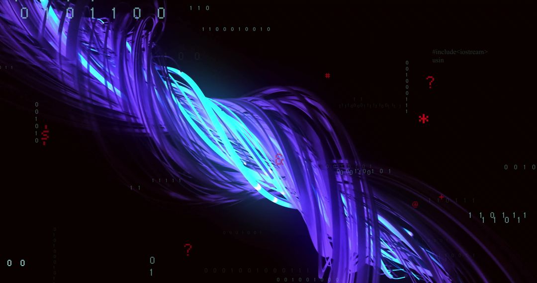 Abstract Digital Data Wave with Glowing Light Trails