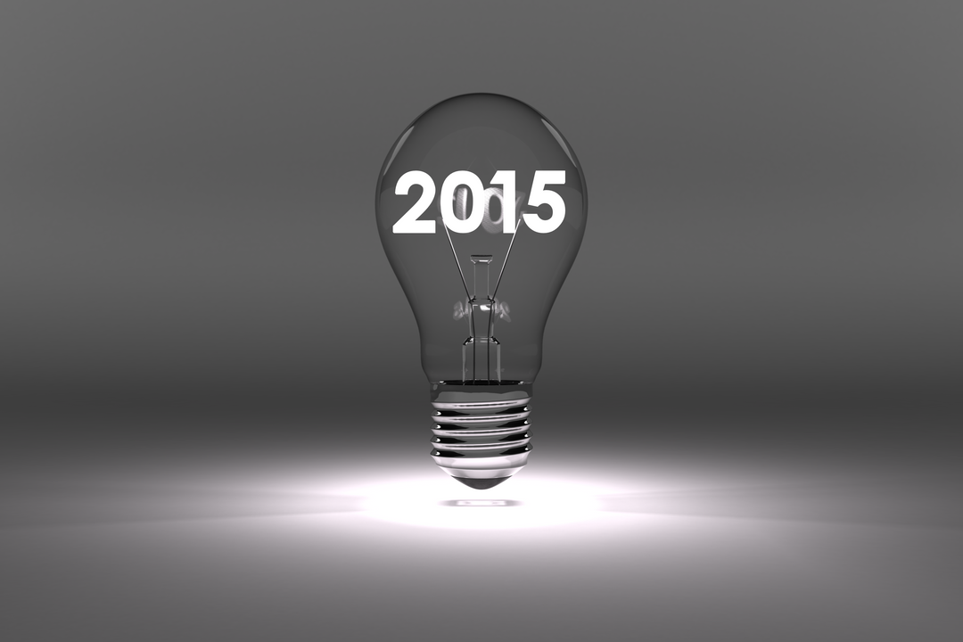 Transparent Light Bulb with 2015 Text on Dark Background - Download Free Stock Images Pikwizard.com