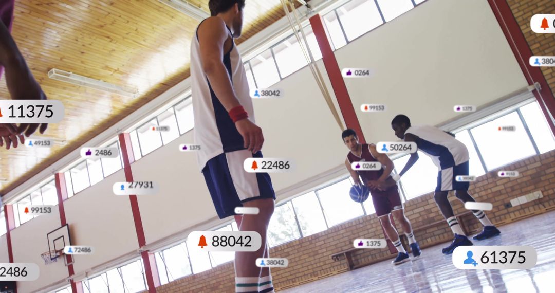 Data Processing Overlay on Basketball Game Featuring Likely Metrics