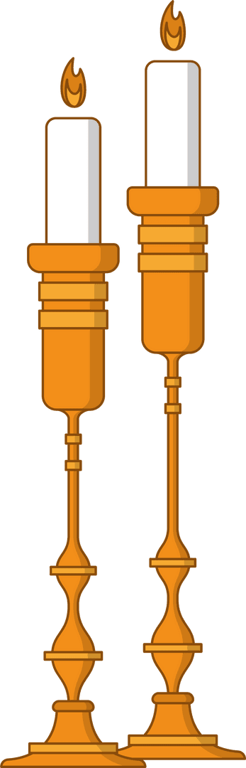 Elegant Candles on Golden Holders with Transparent Background