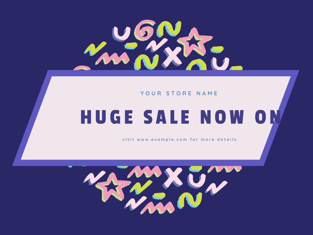 Colorful Retail Promotion Announcement with Festive Elements