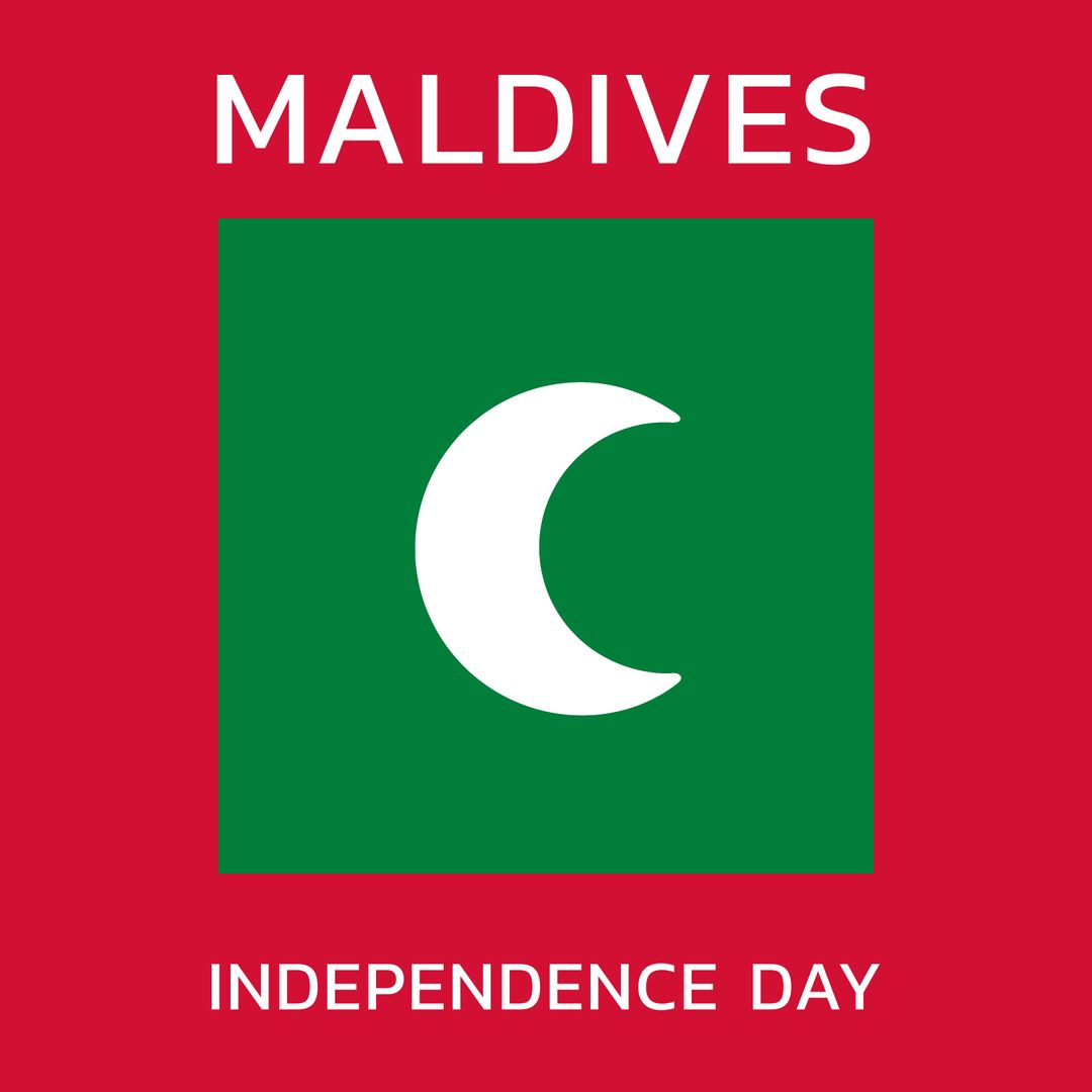 Maldives Independence Day Flag Illustration on Red Background