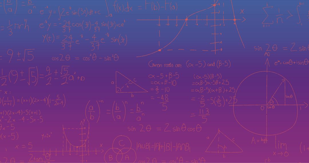 Handwritten Math Formulas on Colorful Gradient Background