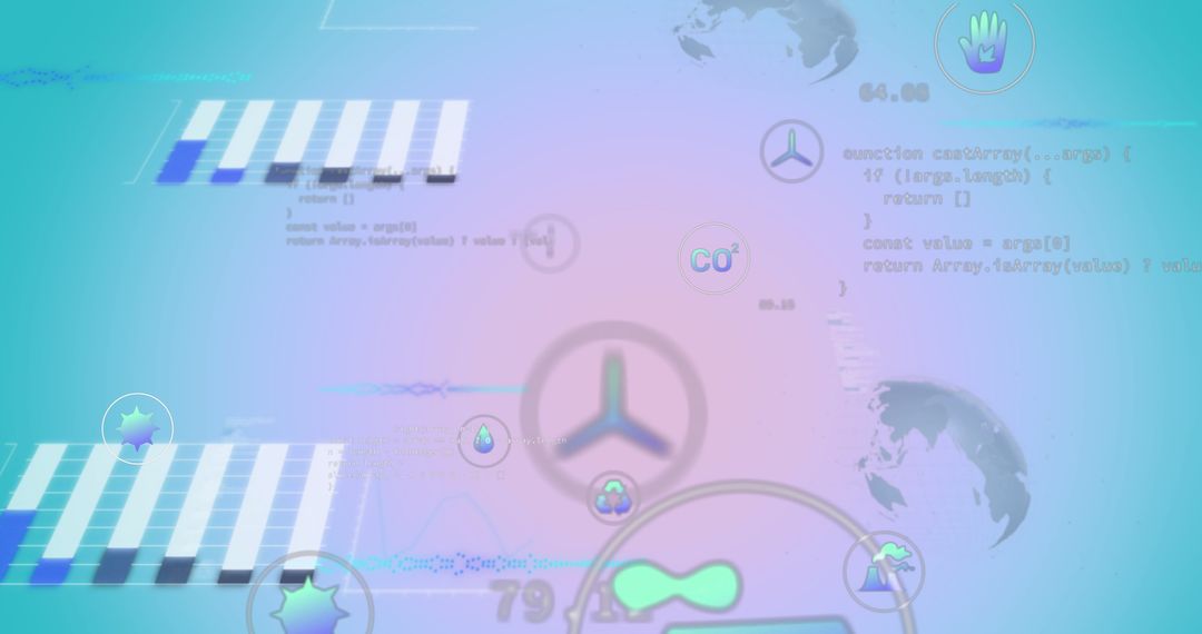 Futuristic Digital Display with CO2 Icon and Data Visuals