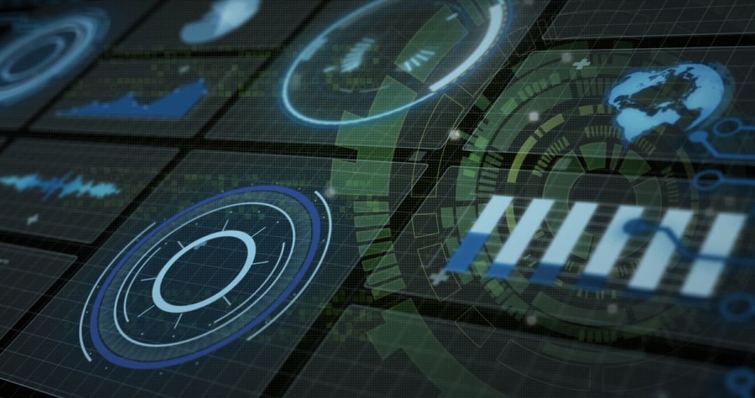 Futuristic Data Analytics Interface with Dynamic Elements