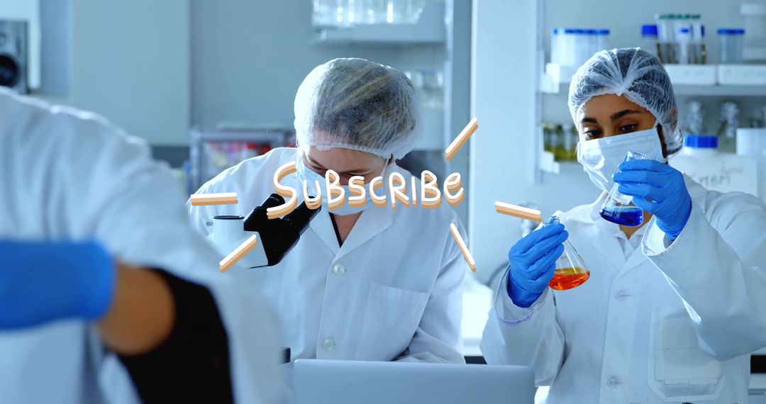 Lab Technicians Analyzing Samples and Mixing Chemicals for Scientific Research