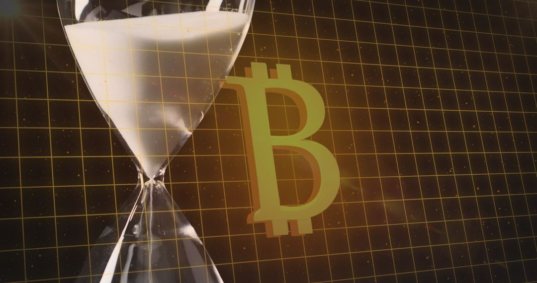 Bitcoin Symbol with Hourglass Representing Cryptocurrency and Time