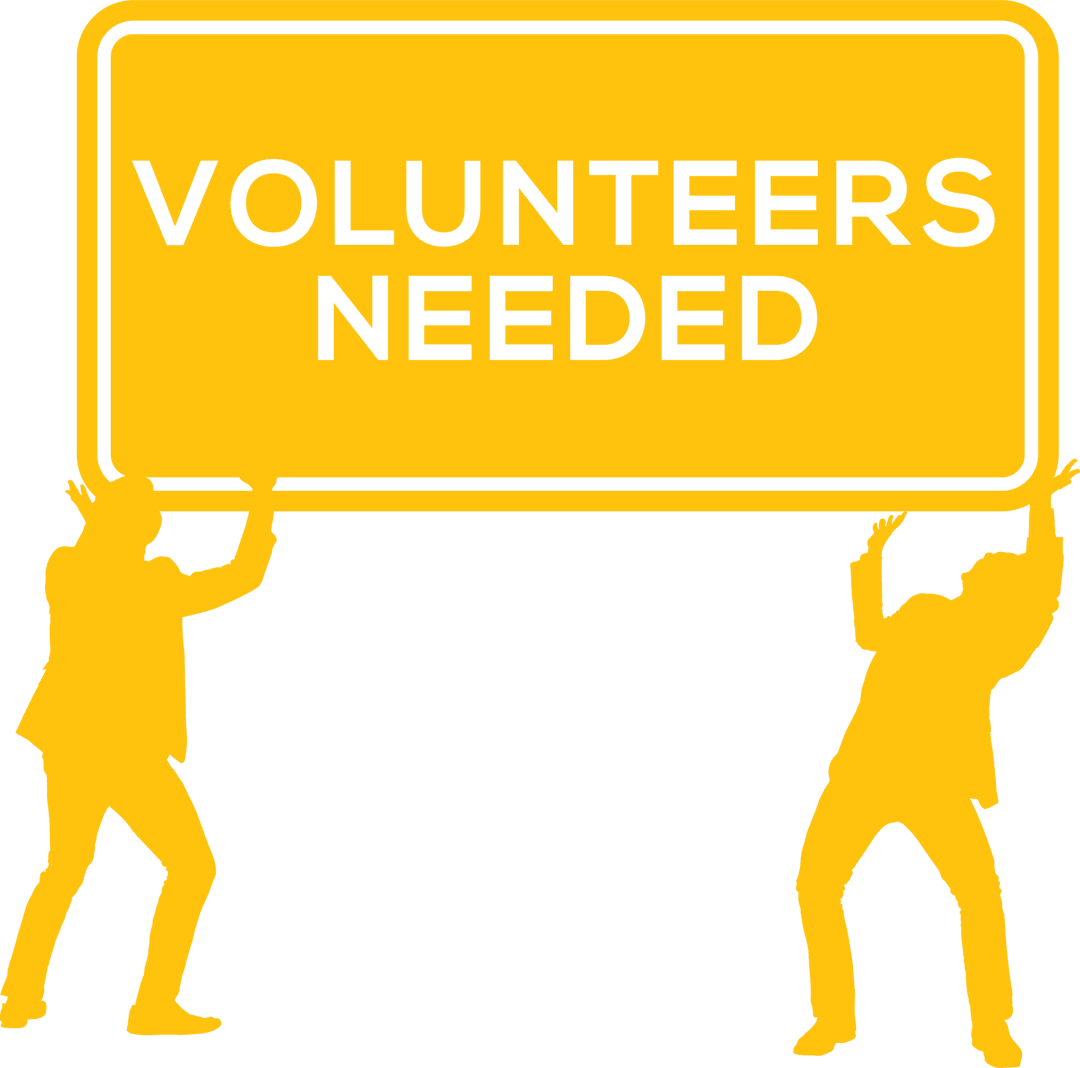 Volunteers Needed Sign on Transparent Background