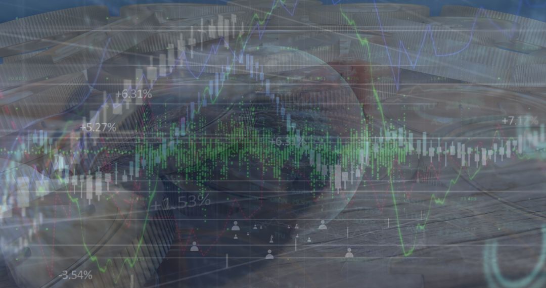 Digital Data Interface Over Currency Coins Symbolizes Global Business