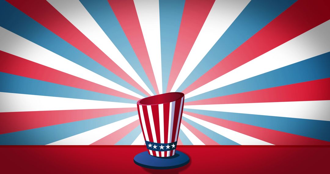 Patriotic Red, White, and Blue Hat with Spiraling Flag Background