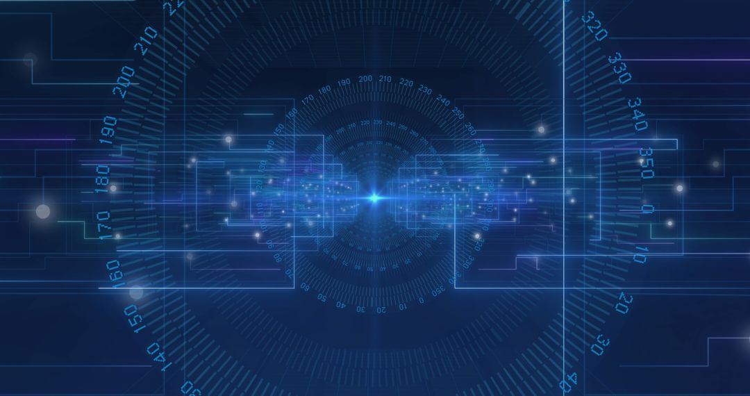 Binary Code Circuit Data Visualization with Blue Digital Interface