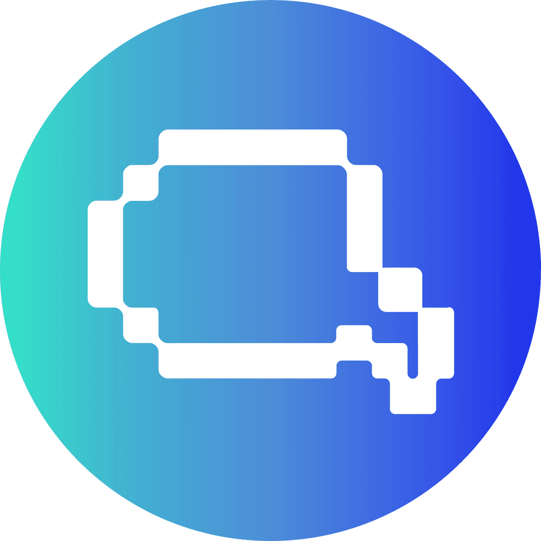 Pixelated Speech Bubble Icon on Transparent Gradient Circle