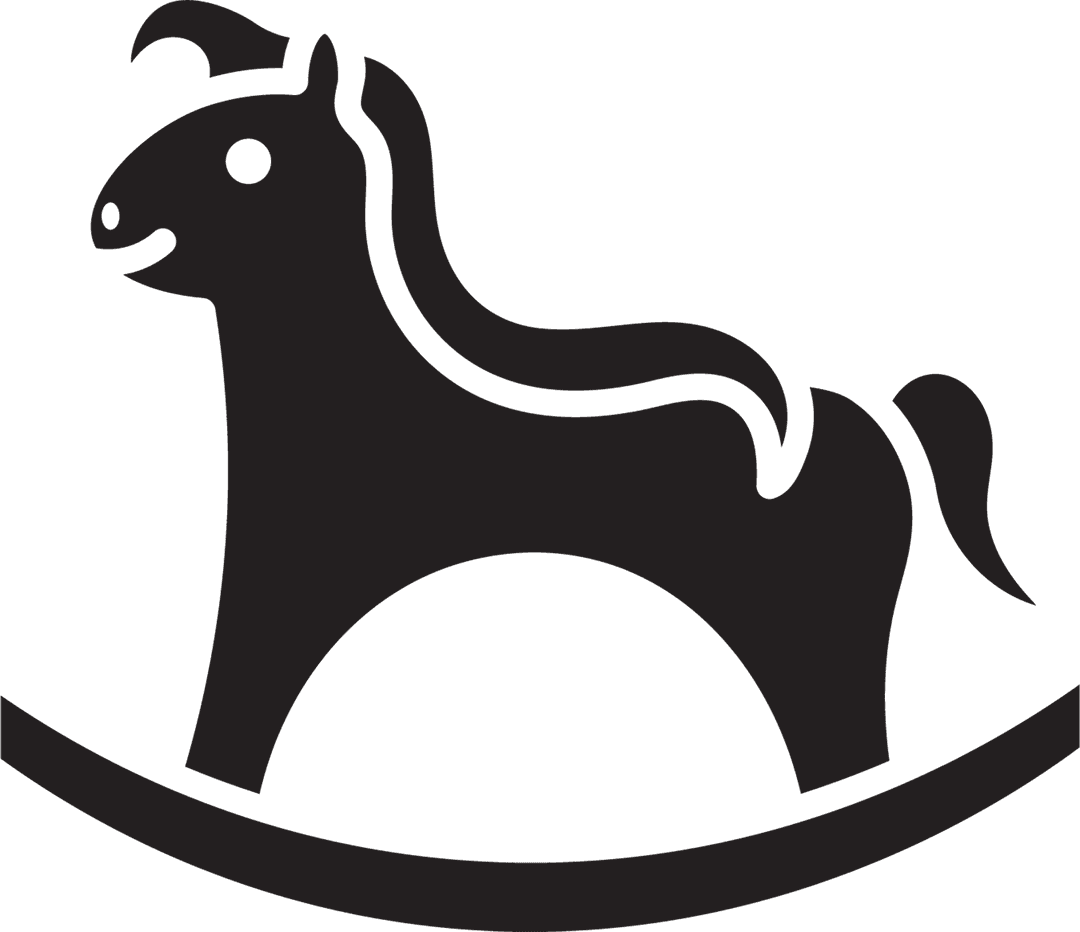 Transparent Silhouette Rocking Horse Icon on Clear Background
