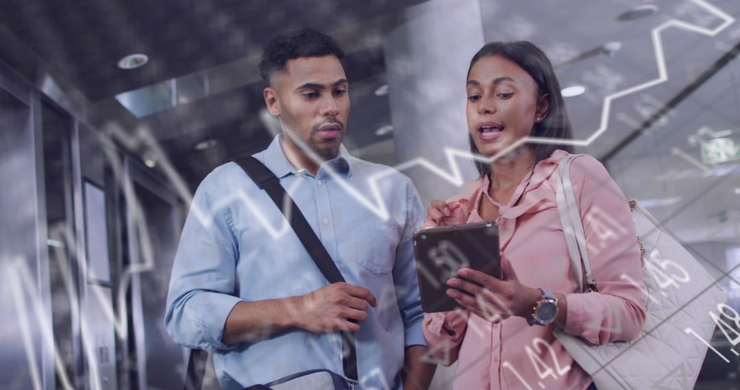 Technology-Driven Business Meeting with Digital Overlay