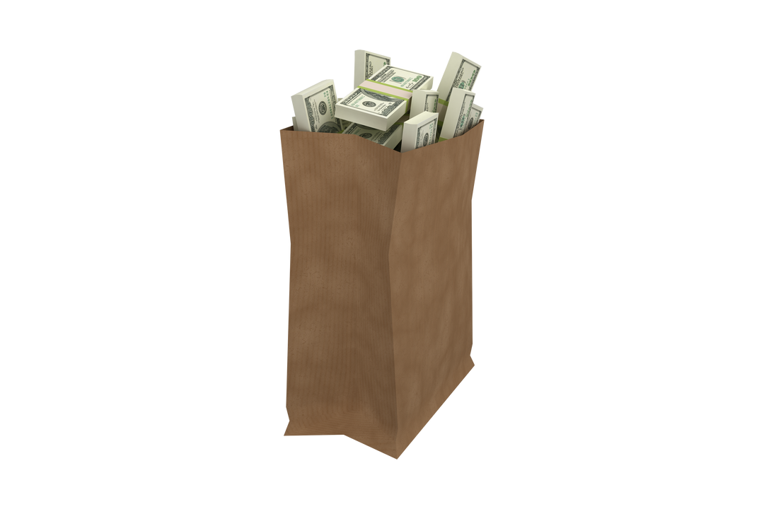 Paper Bag Full of Cash on Transparent Background - Download Free Stock Images Pikwizard.com