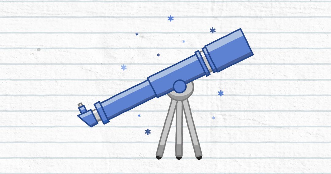 Cartoon Telescope on Tripod with Sparkles Background