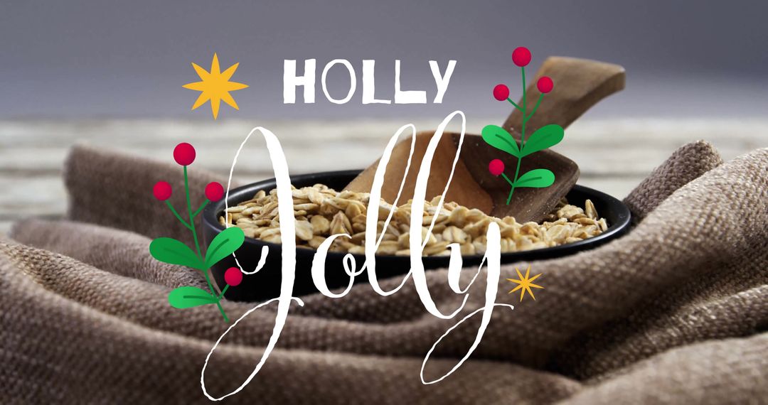 Festive Rustic Bowl of Oats with Graphic Overlay: A Cozy Seasonal Vibe