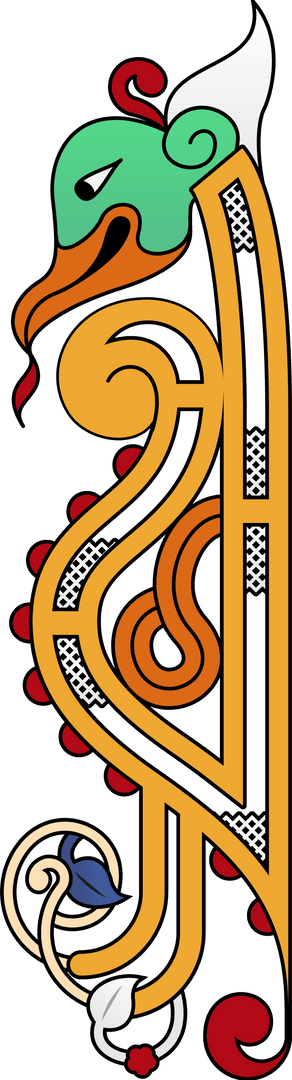 Intricate Golden Bird Ornament with Red Beads Transparent