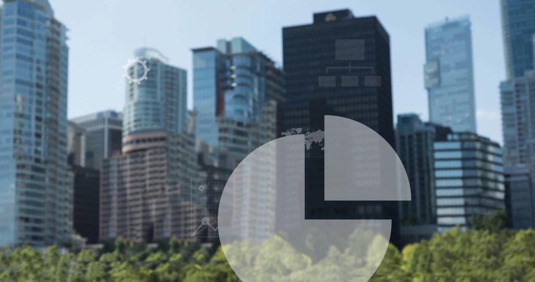 Financial Data Concept Overlaying Urban Skyline