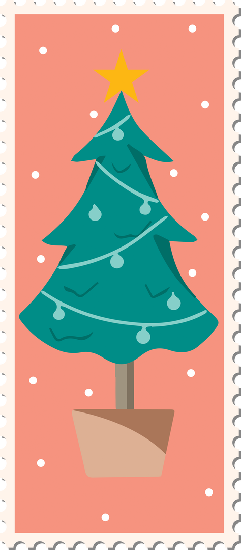 Transparent Christmas Stamp with Tree and Star on Peach Background - Download Free Stock Images Pikwizard.com