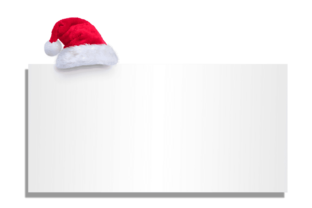 Transparent Card with Santa Hat for Holiday Greetings and Mockups