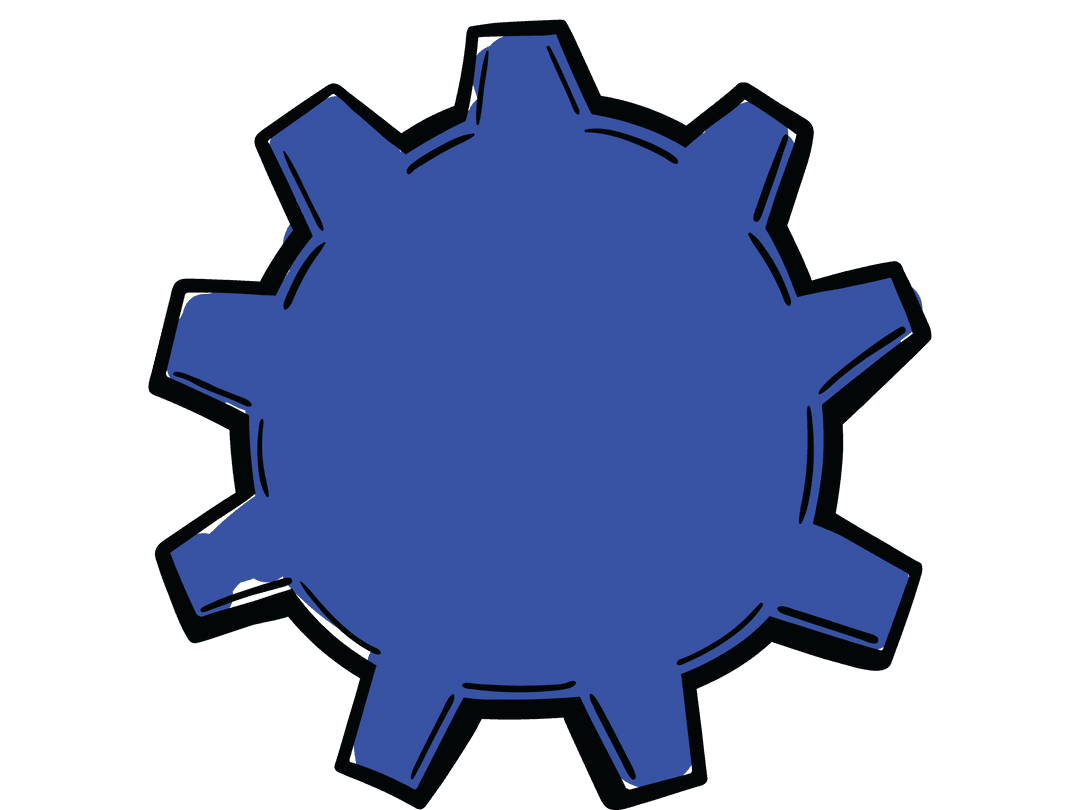 Blue Cog Gear on Transparent Background Illustration