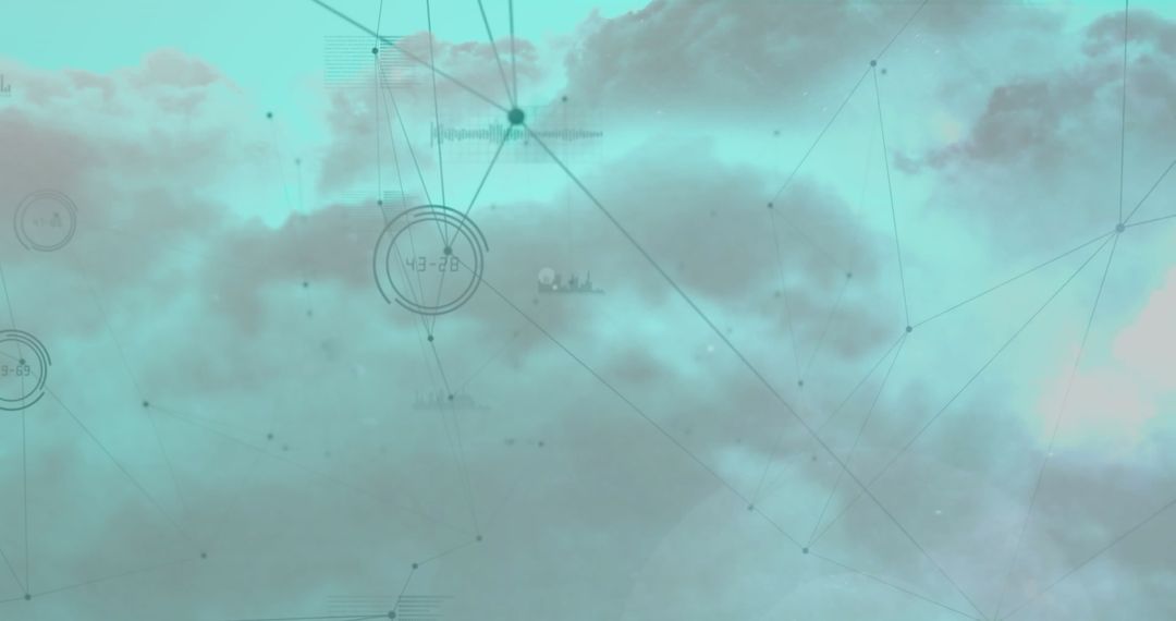 Futuristic Network Over Cloudy Sky