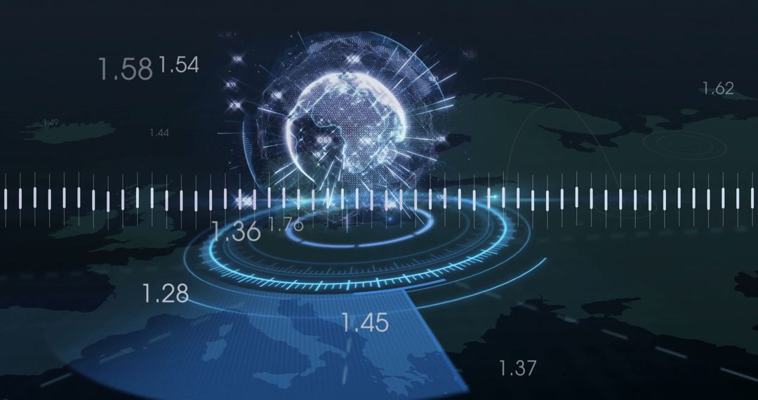 Global Network Connectivity Illustration, Digital Globe with Data Visualization