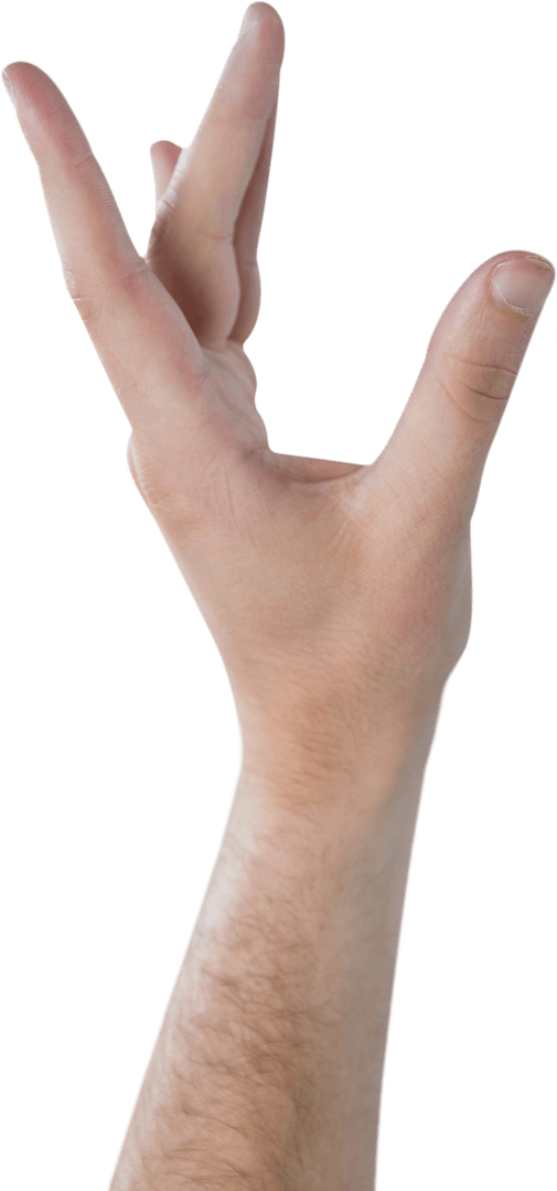 Cropped Male Hand Displaying Gestures on Transparent Background