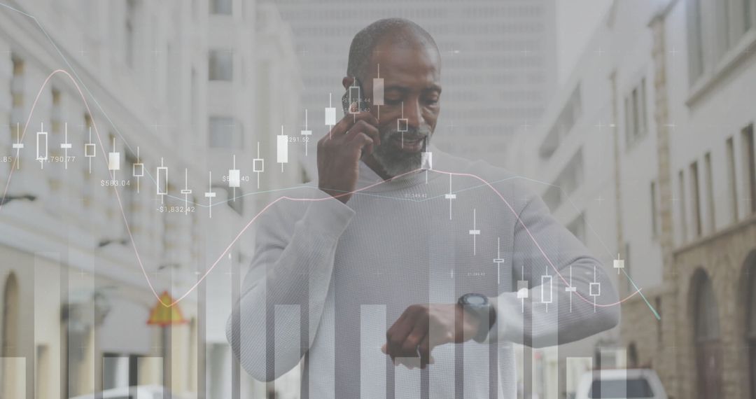 Modern Businessman Using Technology in Urban Setting