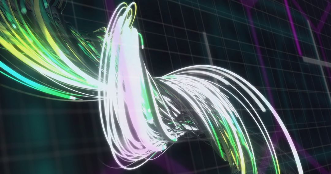 Futuristic Light Trails Over Dynamic Grid Background