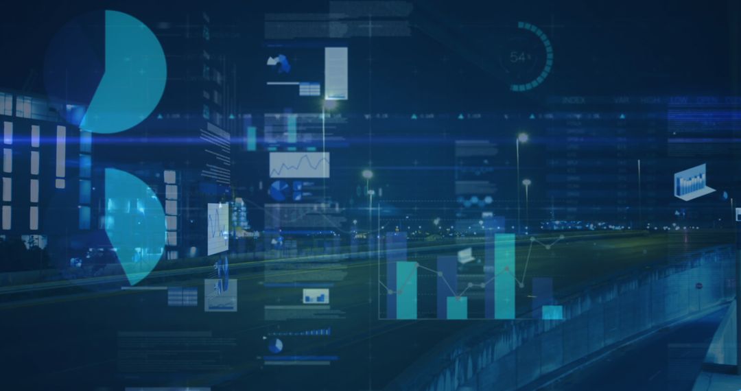 Global Financial Data Overlay on Night Cityscape