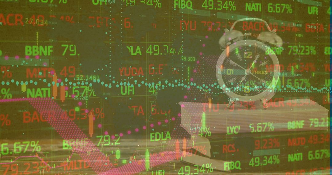 Stock Market Data Overlayed on Study Desk