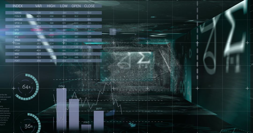 Digital financial data and statistics interface with world map