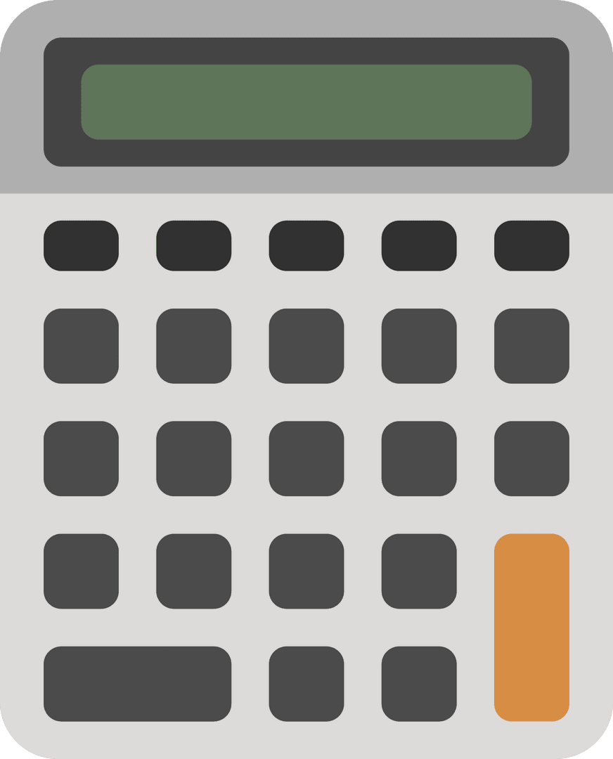 Grey Calculator Illustration on Transparent Background